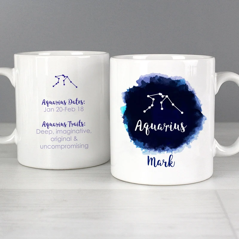 Personalised Aquarius Zodiac Star Sign Mug (January 20th - February 18th)