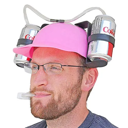 Fairly Odd Novelties Beer Soda Guzzler Helmet Drinking Party Hat, Pink
