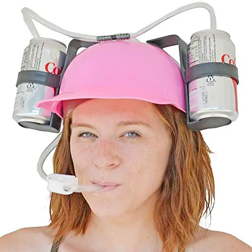 Fairly Odd Novelties Beer Soda Guzzler Helmet Drinking Party Hat, Pink