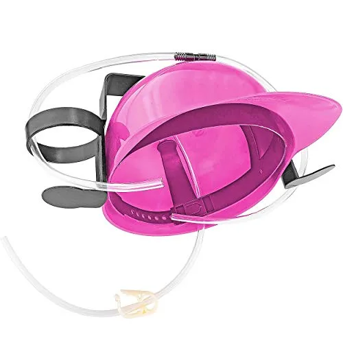Fairly Odd Novelties Beer Soda Guzzler Helmet Drinking Party Hat, Pink