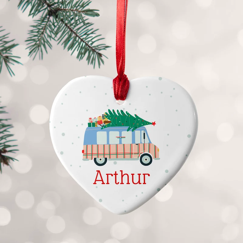 Personalised Personalised Christmas Tree Van Ceramic Decoration