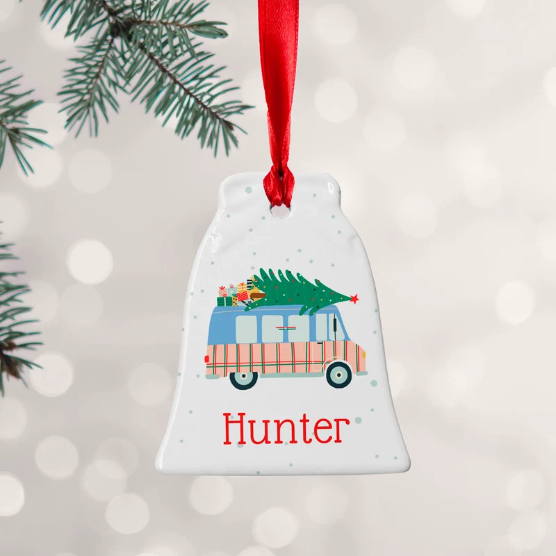 Personalised Personalised Christmas Tree Van Ceramic Decoration