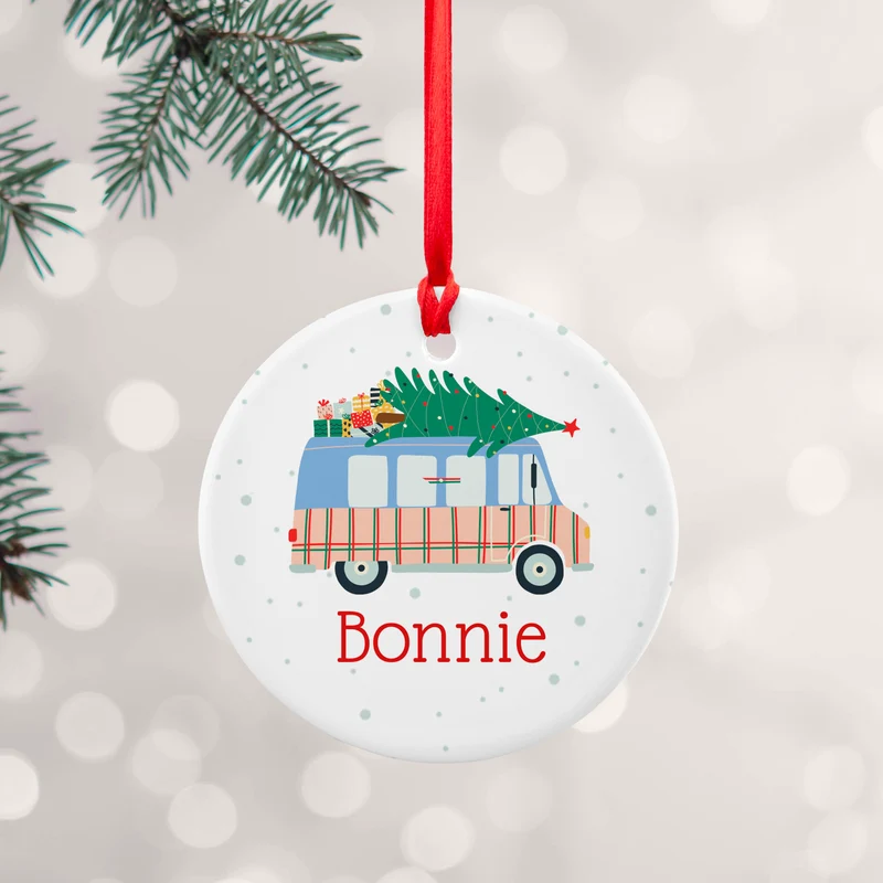 Personalised Personalised Christmas Tree Van Ceramic Decoration