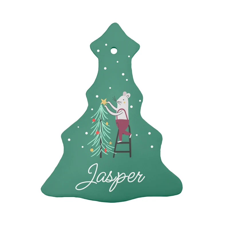 Personalised Personalised Christmas Mouse Ceramic Decoration