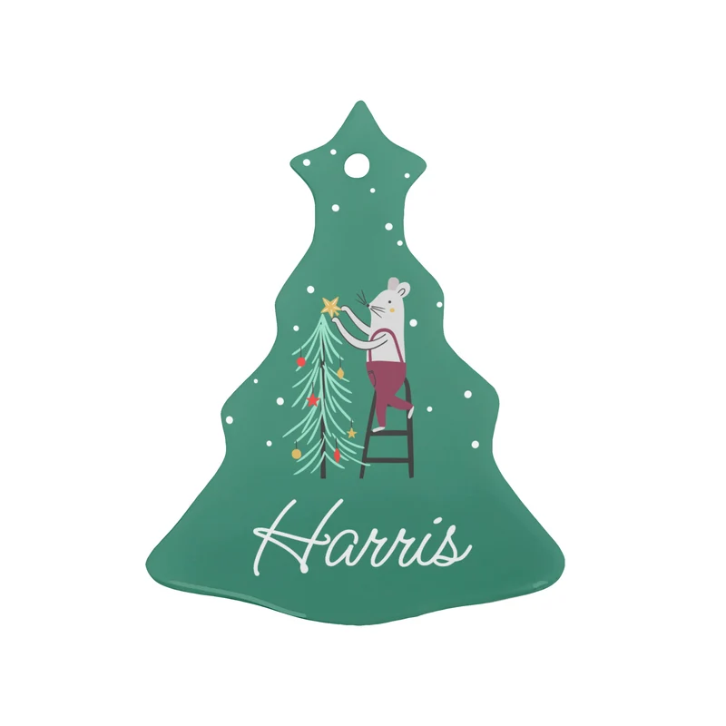 Personalised Personalised Christmas Mouse Ceramic Decoration