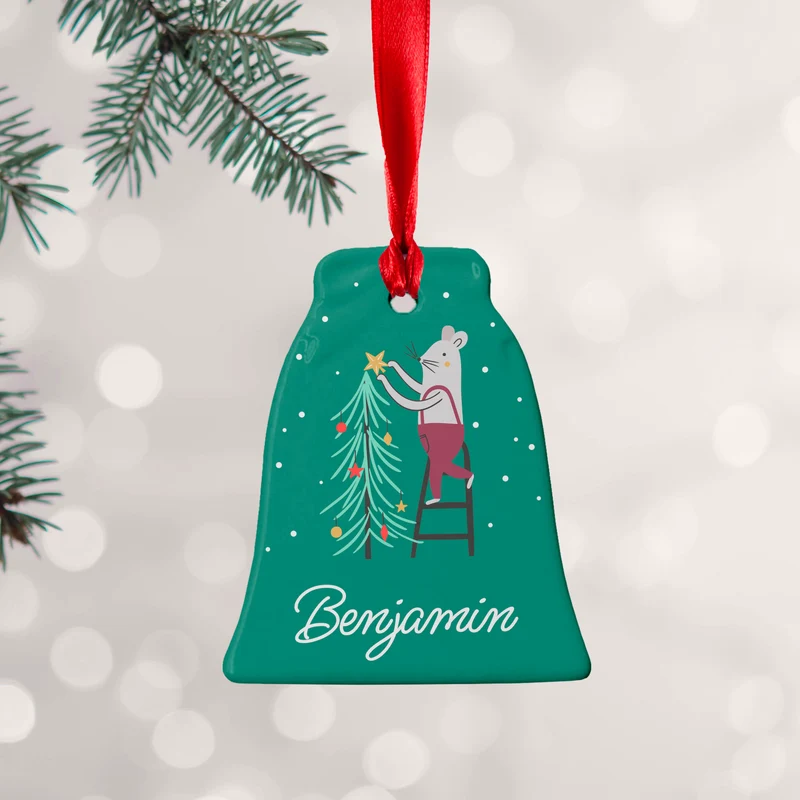 Personalised Personalised Christmas Mouse Ceramic Decoration