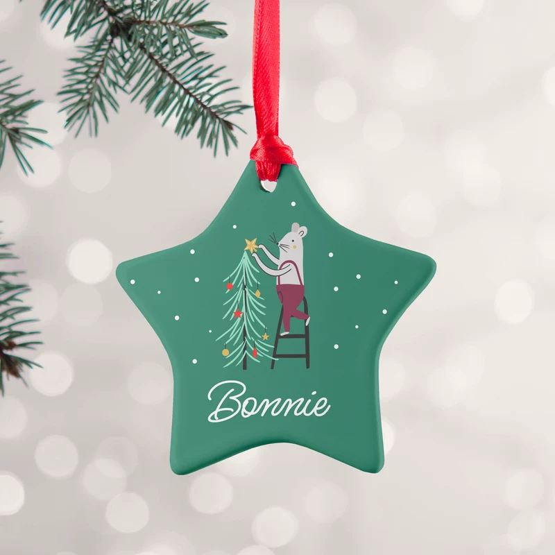 Personalised Personalised Christmas Mouse Ceramic Decoration