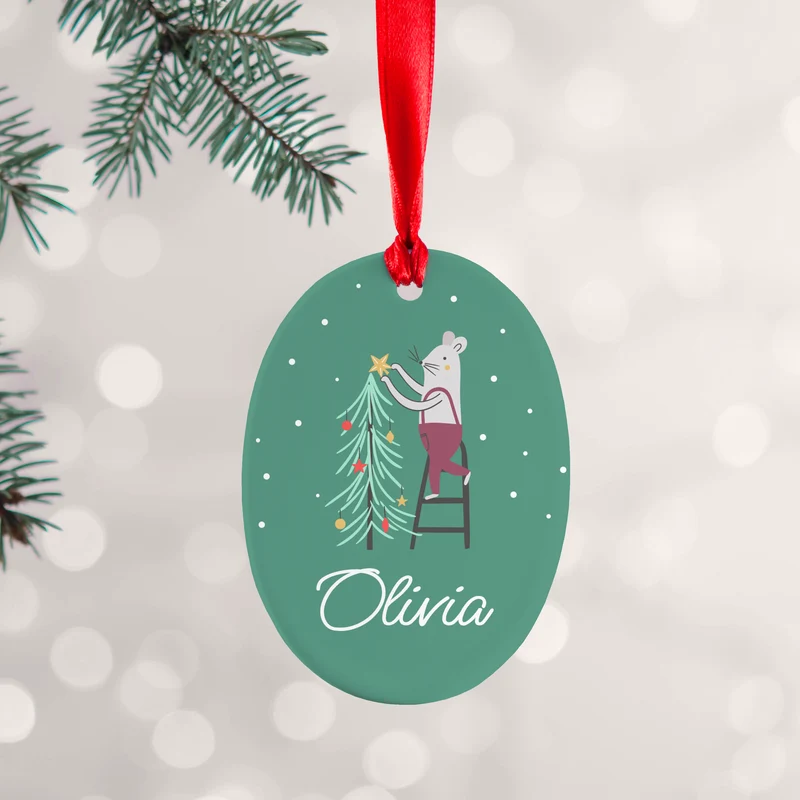 Personalised Personalised Christmas Mouse Ceramic Decoration