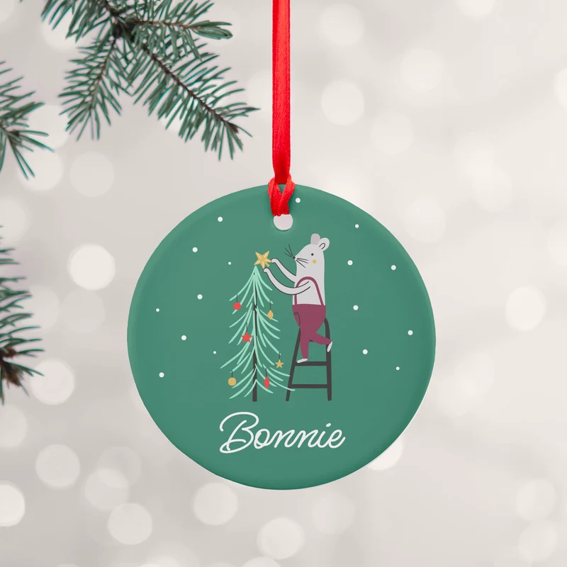 Personalised Personalised Christmas Mouse Ceramic Decoration