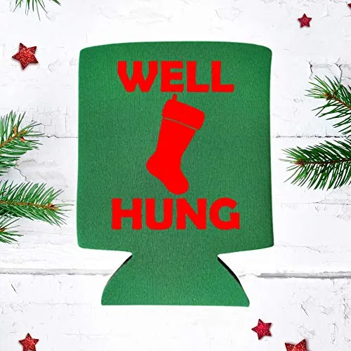 Funny Christmas Can Coolie - Well Hung Can Cooler - Christmas Holiday Alcohol Gift