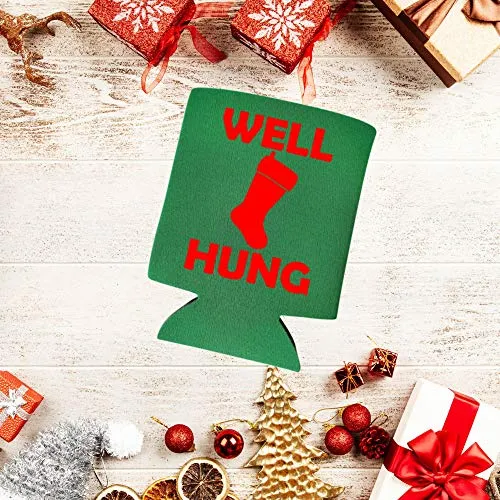 Funny Christmas Can Coolie - Well Hung Can Cooler - Christmas Holiday Alcohol Gift