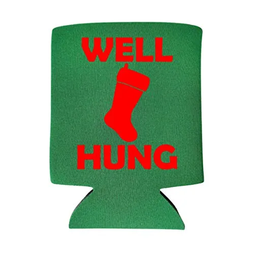 Funny Christmas Can Coolie - Well Hung Can Cooler - Christmas Holiday Alcohol Gift