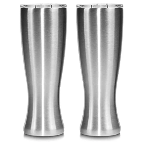 Mason Forge | Stainless Steel Pint Double Insulated Beer Tumbler | Double Wall Vacuum Insulated | Sweat & Condensation Free | HOT or COLD Beverages | Pilsner Style Glass | 16 Ounce |