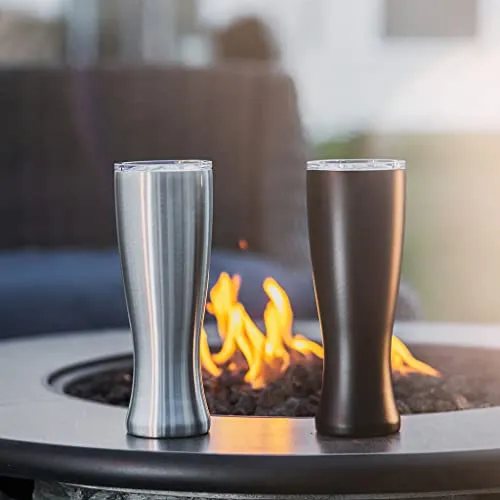 Mason Forge | Stainless Steel Pint Double Insulated Beer Tumbler | Double Wall Vacuum Insulated | Sweat & Condensation Free | HOT or COLD Beverages | Pilsner Style Glass | 16 Ounce |