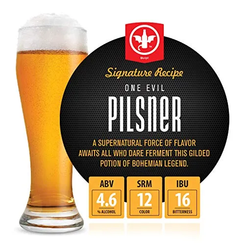 BrewDemon Craft Beer Kit with Bottles - Conical Fermenter Eliminates Sediment and Makes Great Tasting Home Made Beer - 1 gallon pilsner, stout, and IPA