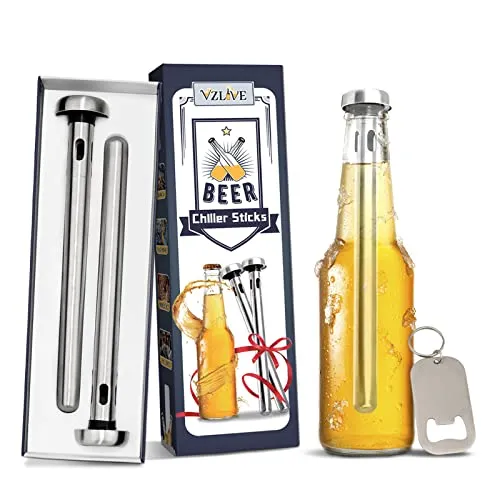Valentines Day Gifts for Him, Beer Chiller Sticks for Bottles, Gifts for Men Husband Dad, Anniversary Birthday Gifts Ideas, Beer Gifts for Boyfriend, Stainless Steel Cooling Chillers, Beer Accessories