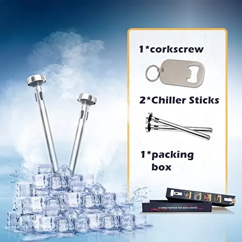 Valentines Day Gifts for Him, Beer Chiller Sticks for Bottles, Gifts for Men Husband Dad, Anniversary Birthday Gifts Ideas, Beer Gifts for Boyfriend, Stainless Steel Cooling Chillers, Beer Accessories