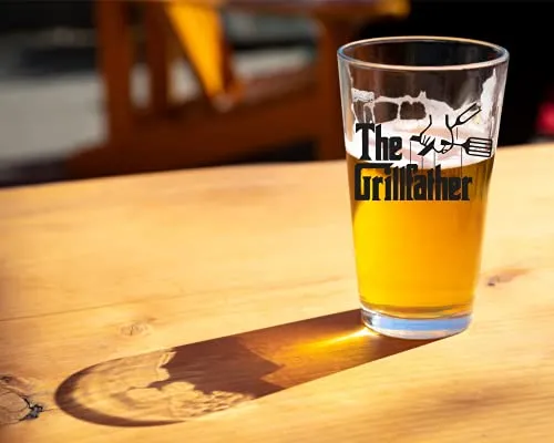 Funny Beer Glass Set For Men - Humorous Fathers Day Gift For Men - Best Dad Or Stepdad Gift for Summer Grilling, Valentines Day, Birthday, Christmas Stocking Stuffer - Beer Glass Grill Accessories