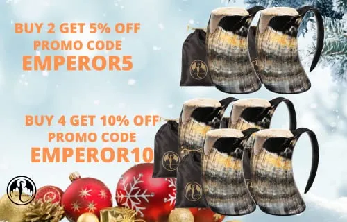 Viking Horn Mug - 100% Authentic 16oz - Ultimate Unique Handmade Ox Horn Norse Mug for Hot & Cold Drinks with Gift Bag - Food Grade Medieval Style Man's Beer & Mead Cup…