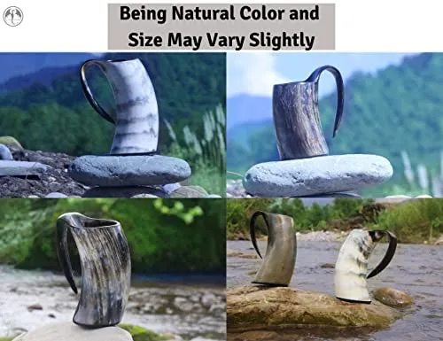 Viking Horn Mug - 100% Authentic 16oz - Ultimate Unique Handmade Ox Horn Norse Mug for Hot & Cold Drinks with Gift Bag - Food Grade Medieval Style Man's Beer & Mead Cup…