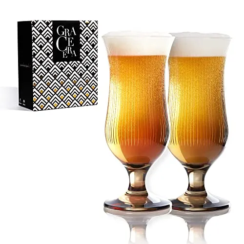 Grace Era Beer Glass Set Cocktail Classic Belgian Beer Glasses, Set of 2 - 15oz