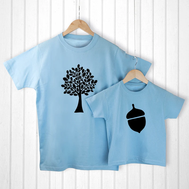 Personalised Personalised Daddy and Me Acorn Blue T-Shirts