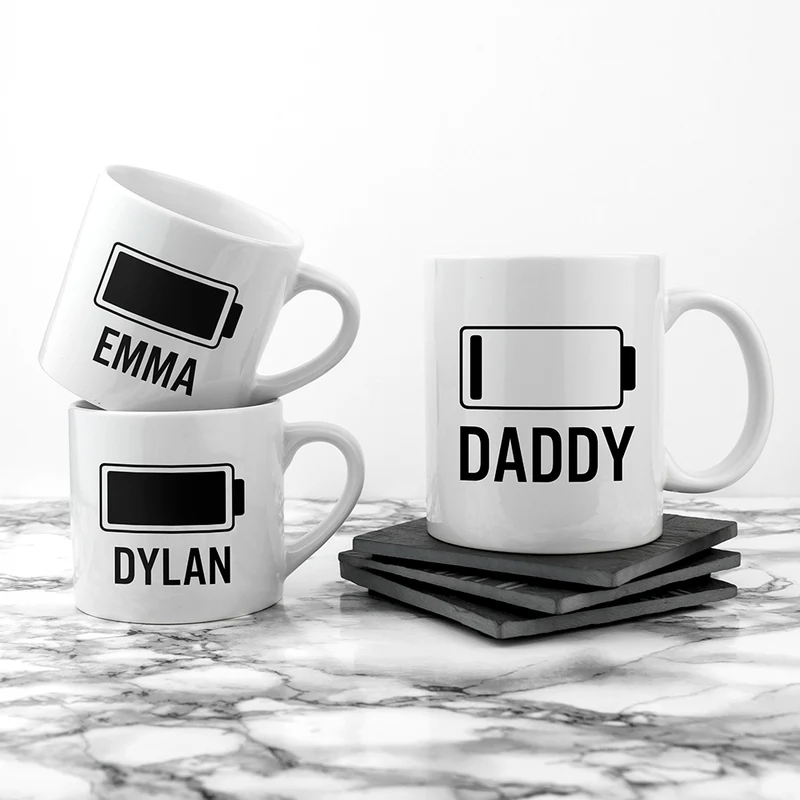Personalised Personalised Daddy & Me Low Battery Mugs