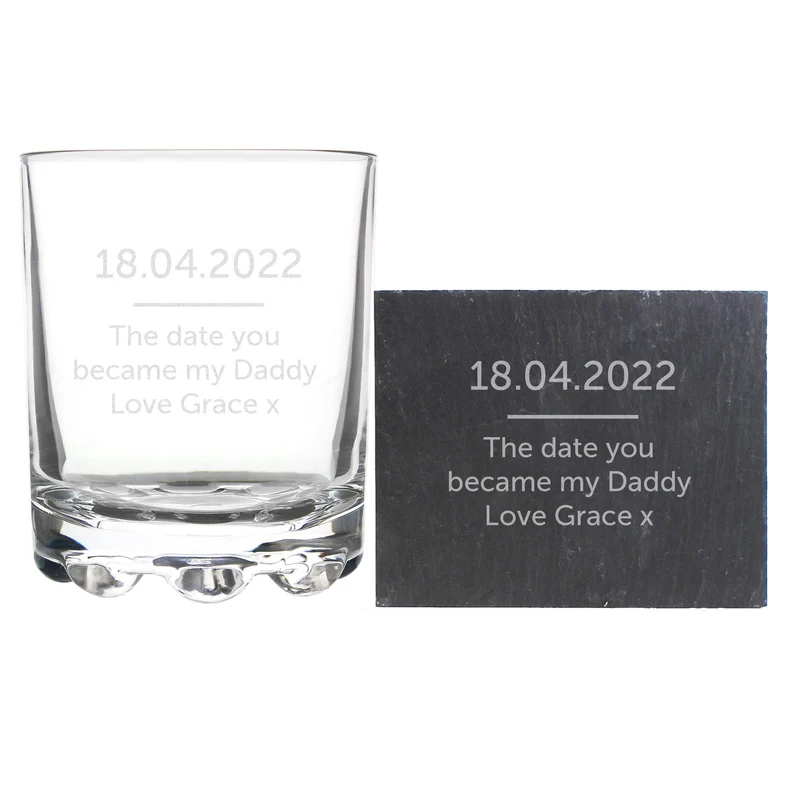 Personalised Whisky Tumbler & Slate Coaster Set