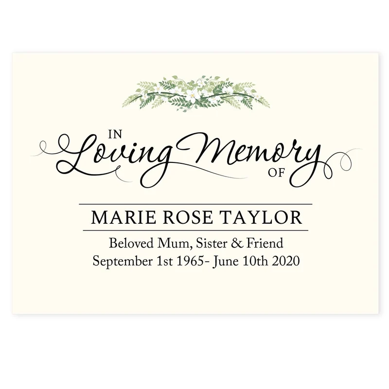 Personalised In Loving Memory Card