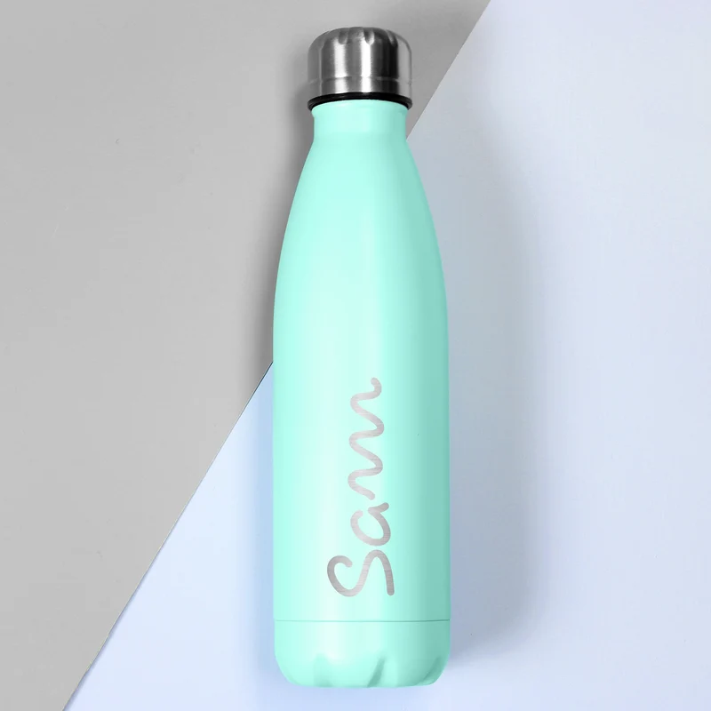 Personalised Name Only Island Mint Green Metal Insulated Drinks Bottle