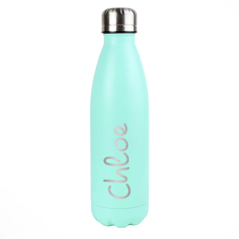 Personalised Name Only Island Mint Green Metal Insulated Drinks Bottle