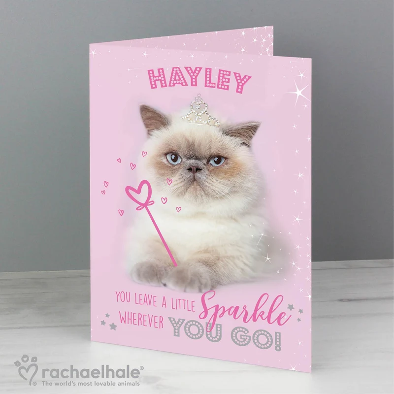 Personalised Rachael Hale Sparkle Cat Card