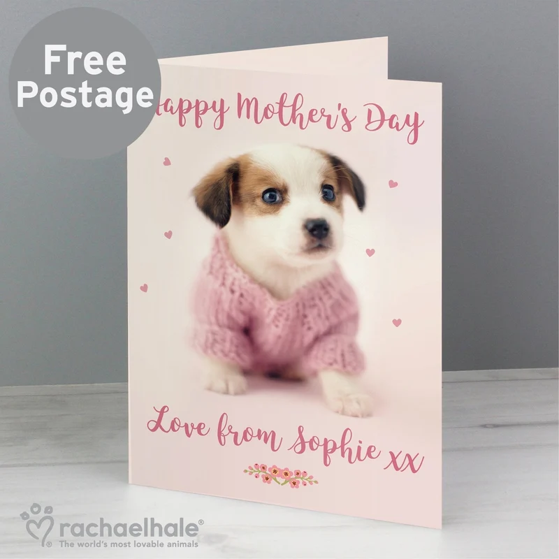 Personalised Rachael Hale Pink Puppy Card