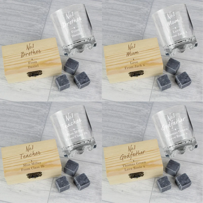 Personalised No.1 Cooling Stones & Glass Set
