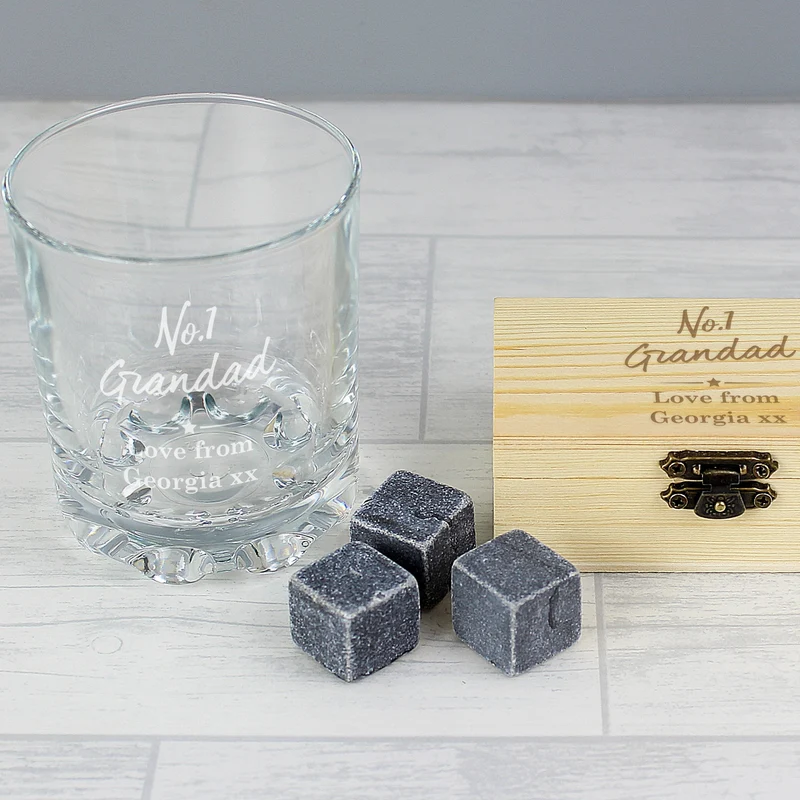 Personalised No.1 Cooling Stones & Glass Set
