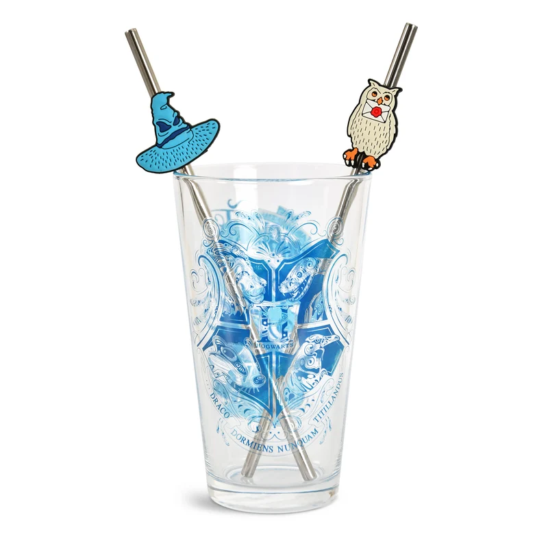 Harry Potter - Hogwarts Glas mit 2 Strohhalmen