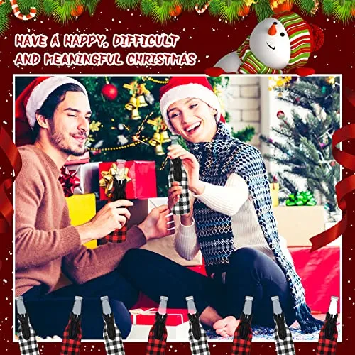 6 Pcs Christmas Plaid Beer Bottle Sleeves Neoprene Plaid Bottle Covers Slim Bottle Holder with Zipper Christmas Bottle Cover Insulated Bottle Coolers Bottle Opener for Beverage, 12 oz (Plaid)