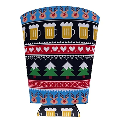 Reindeer and Beer Christmas Pattern Pint Glass Coolie (1)