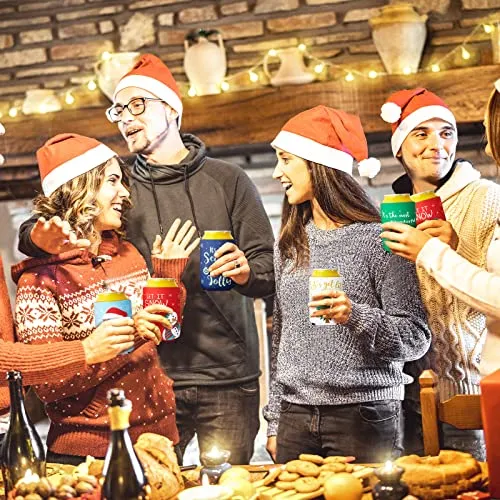 15 Pieces Christmas Neoprene Can Cooler Sleeves Xmas Holiday Can Insulated Covers Christmas Neoprene Bottle Sleeve Christmas Party Supplies for 12 oz Canned Beverages Drink Soda (5 x 4 Inch)
