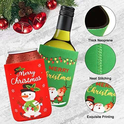 Tutmyrea Christmas Beer Can Cooler Sleeves, 12 PCS Neoprene Can Sleeves, Christmas Party Supplies, 12 oz Standard Can Coolers for Christmas Party, Christmas Decor, Christmas Gifts, Friends Gathering