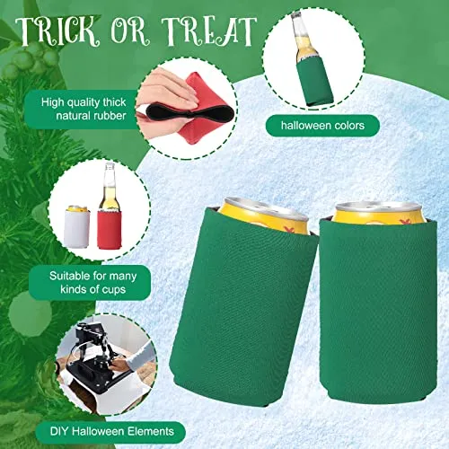 24 Pieces Halloween Thanksgiving Can Cooler Sleeves Multicolor Soda Cover Coolies Blank Can Covers Neoprene Sublimation Sleeves for Weddings, Bachelorette Parties (Red, White, Green)
