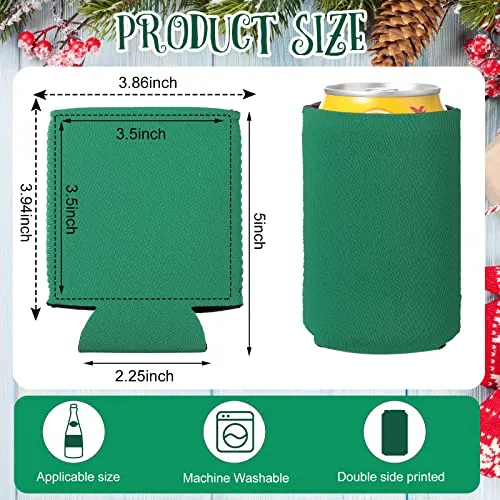 24 Pieces Halloween Thanksgiving Can Cooler Sleeves Multicolor Soda Cover Coolies Blank Can Covers Neoprene Sublimation Sleeves for Weddings, Bachelorette Parties (Red, White, Green)