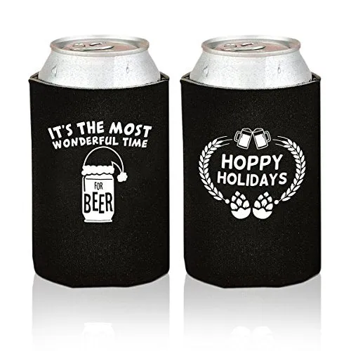 Christmas Funny Beer Can Coolers- 12 Pack Party Favor Drink Holders for Men- Gag Gifts for Christmas Holiday Parties - Novelty Beverage Insulators with Clever Jokes and Sayings for Beer Drinking Man