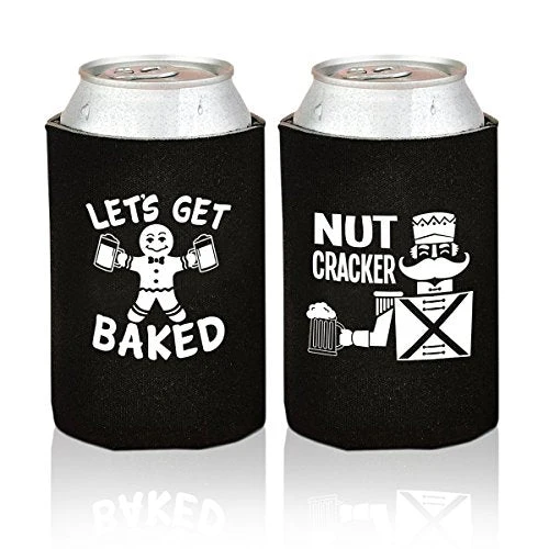 Christmas Funny Beer Can Coolers- 12 Pack Party Favor Drink Holders for Men- Gag Gifts for Christmas Holiday Parties - Novelty Beverage Insulators with Clever Jokes and Sayings for Beer Drinking Man