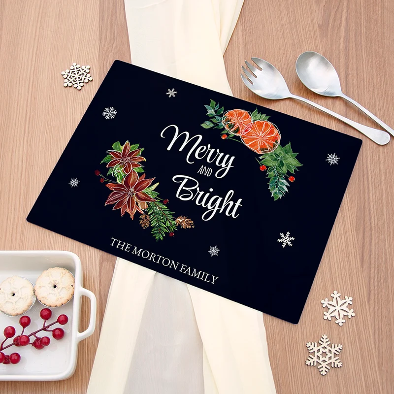 Personalised Personalised Christmas Floral Rectangular Chopping Board