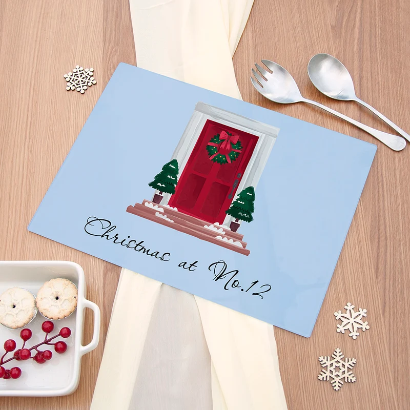 Personalised Personalised Christmas Door Number Rectangular Chopping Board