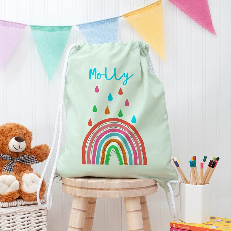 Personalised Personalised Children's Rainbow PE Kit Bag