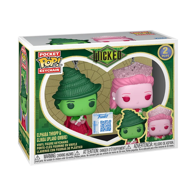 Wicked - Glinda und Elphaba (Ombre) Funko Pop Schlüsselanhänger 2er Set