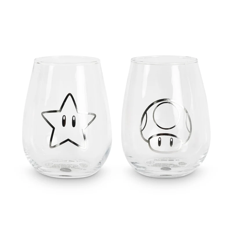 Super Mario - Star & Super Pilz Gläser 2er Set