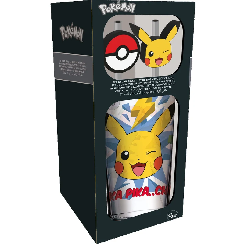 Pokémon Glas Tumbler mit Trinkhalmen Pikachu 485 ml